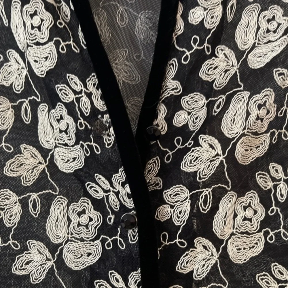 Talbots Embroidered‎ Velvet Trim formal Jacket semi-sheer Button Front
